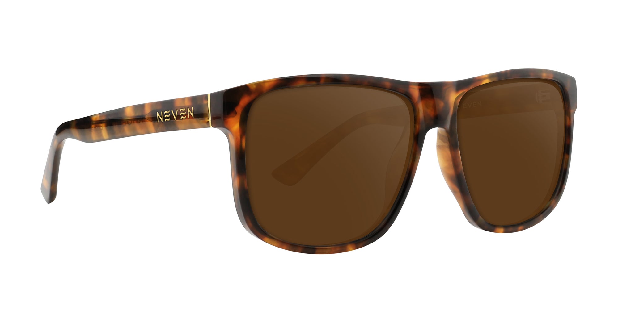 Ember Brown rectangular prescription glasses with tortoiseshell pattern and brown lenses.