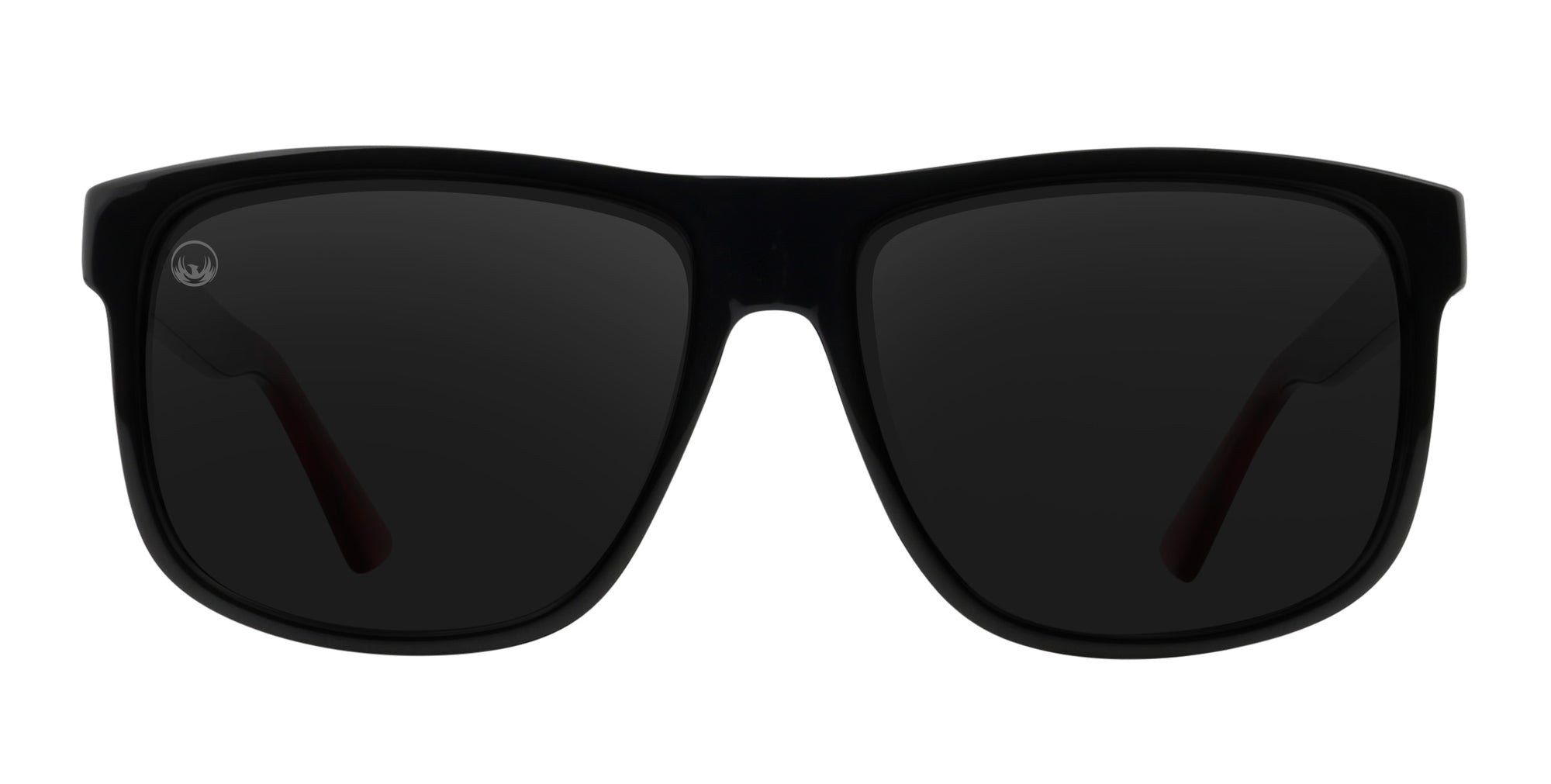 Black rectangular sunglasses with dark lenses.