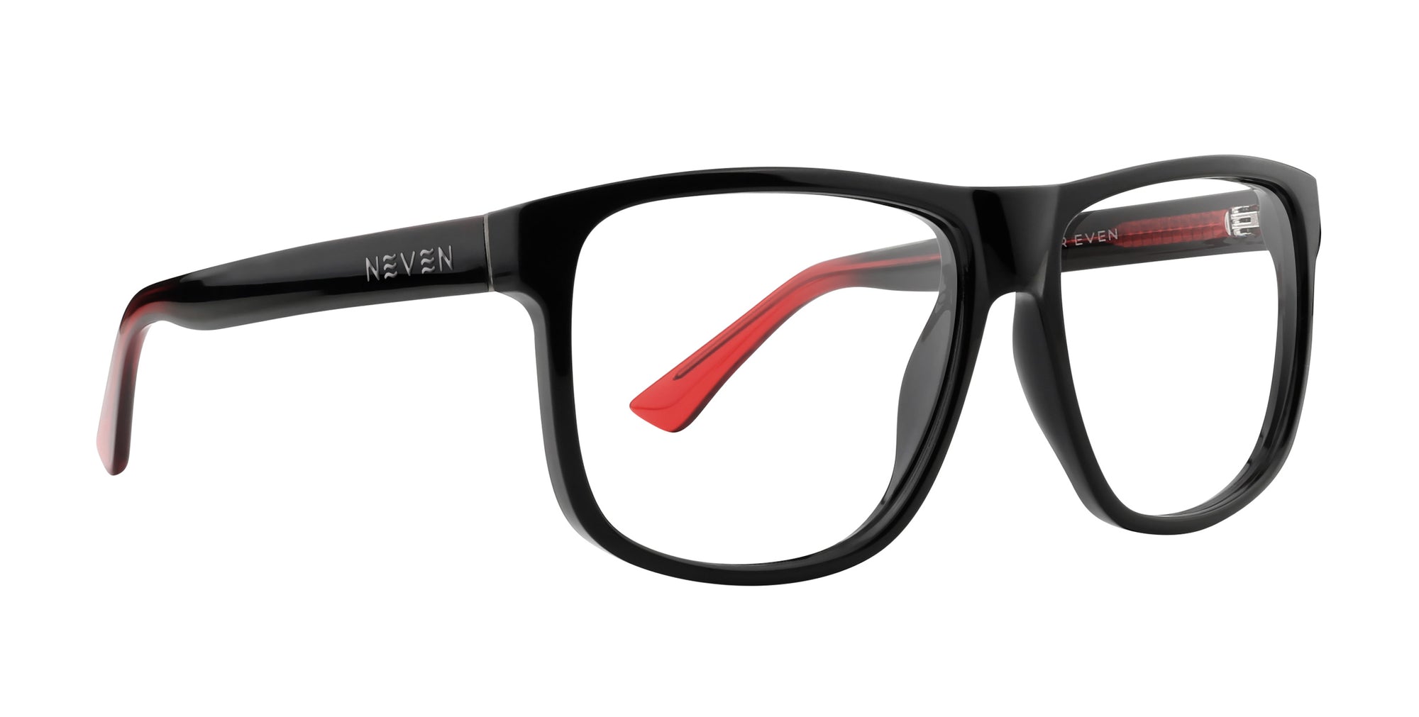 Black and red Ignite eyeglasses with NEVEN branding