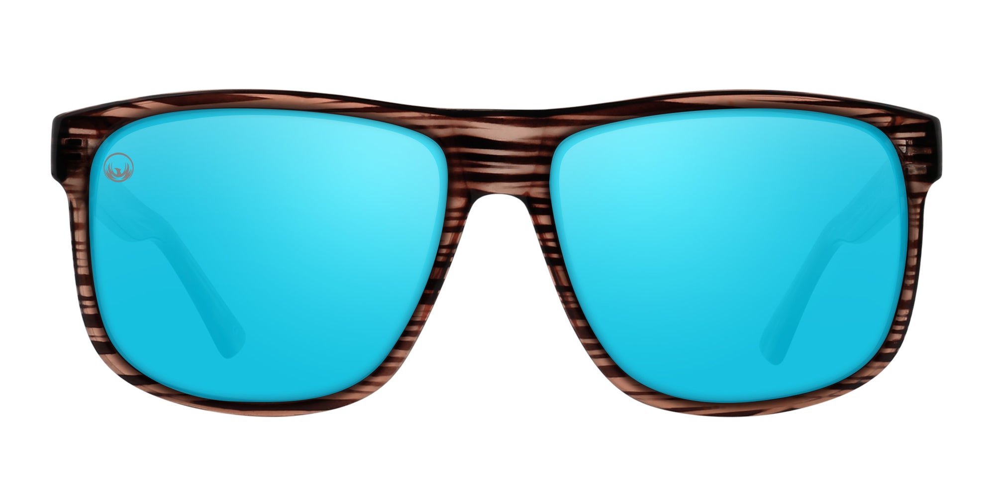 Solana Dark Brown Striped Square Polarized Sunglasses with Blue Lenses