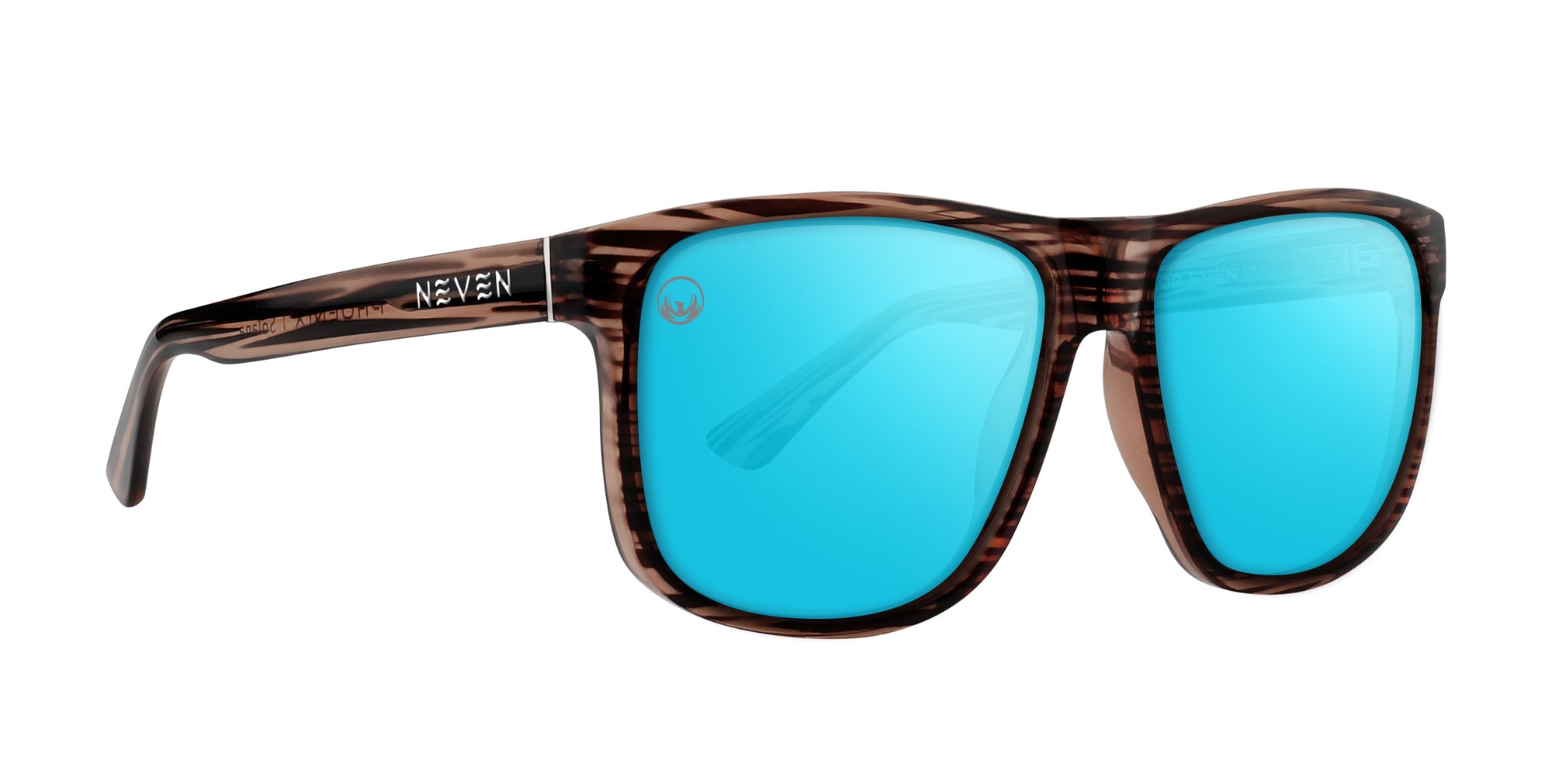 Solana Dark Brown Striped Square Polarized Sunglasses with Blue Lenses
