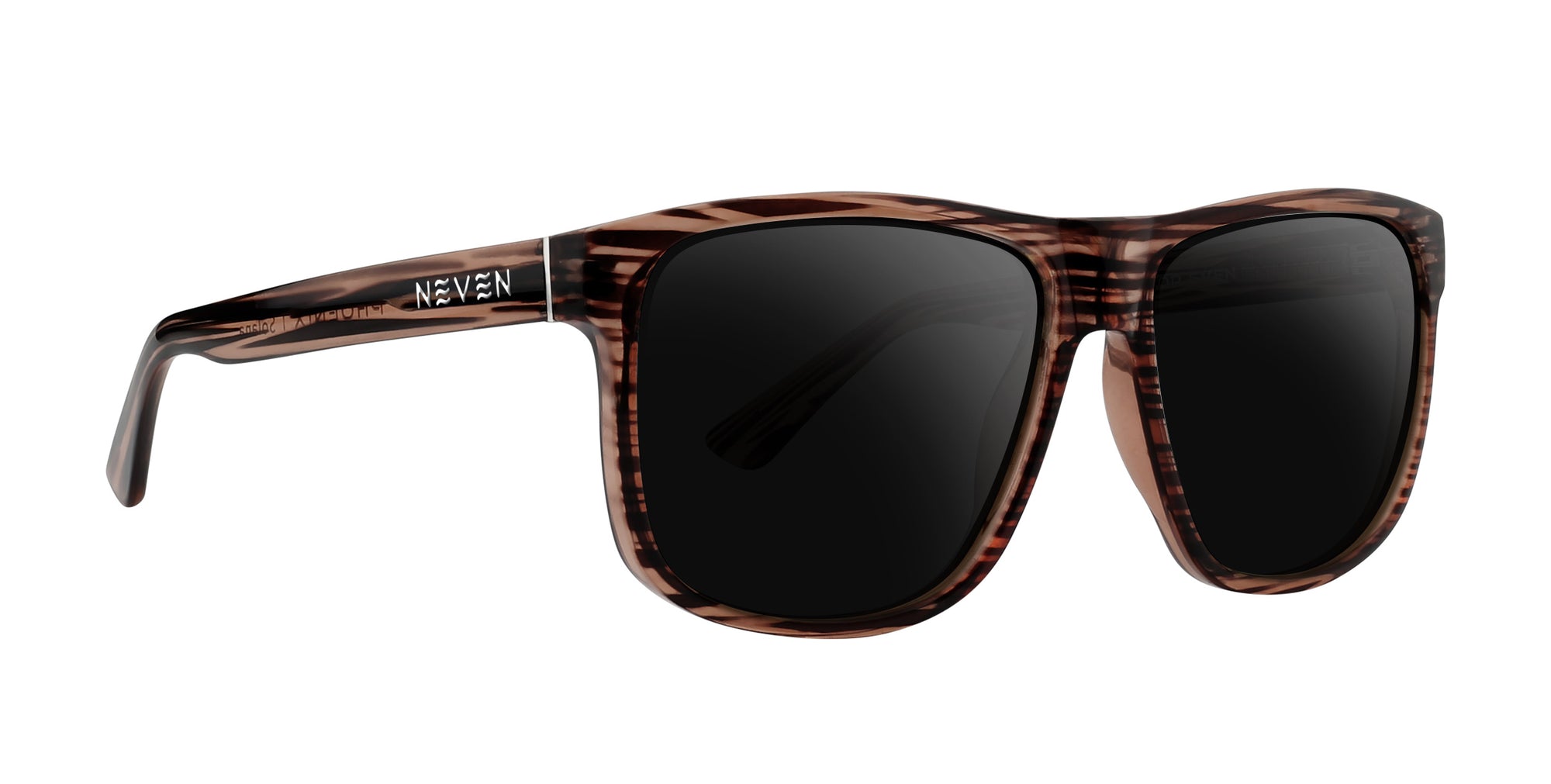 Solana brown rectangular prescription glasses with black lenses.