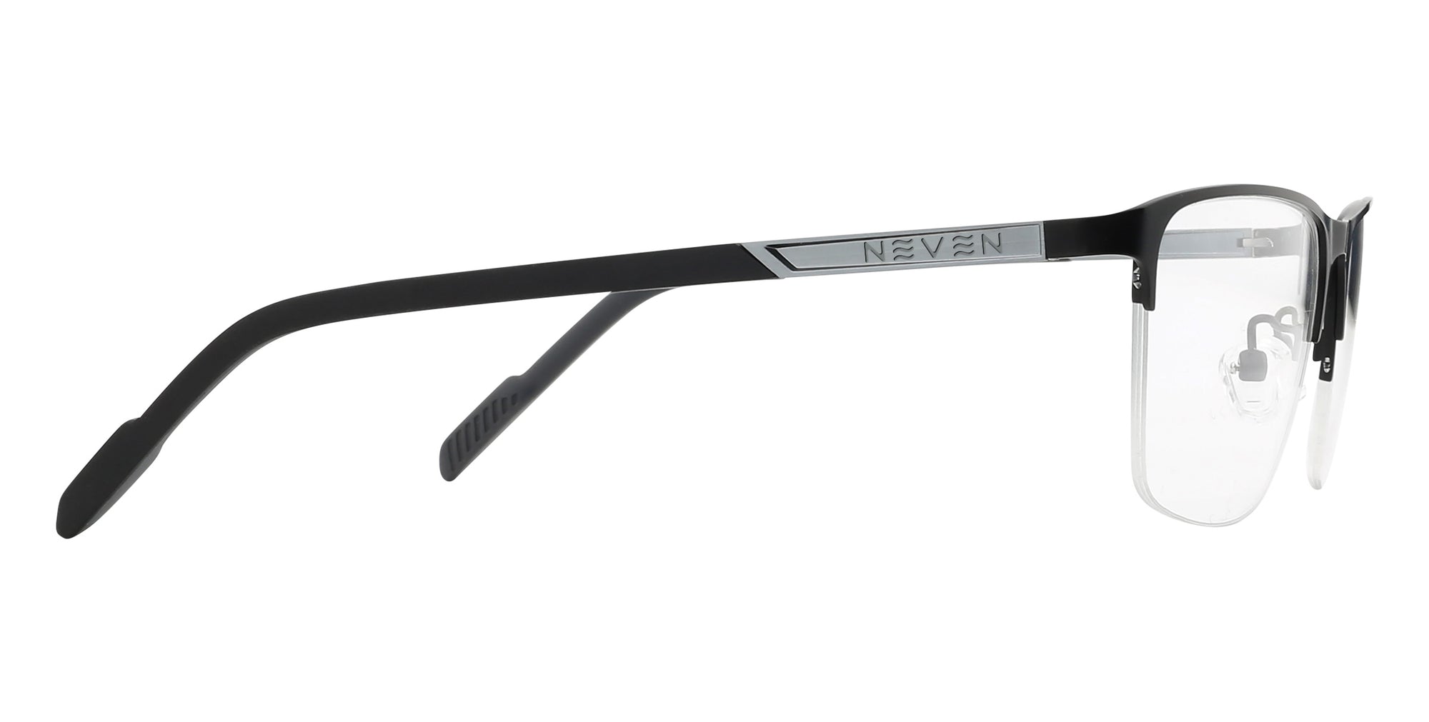 Shute black semi-rimless prescription glasses from Neven Eyewear.
