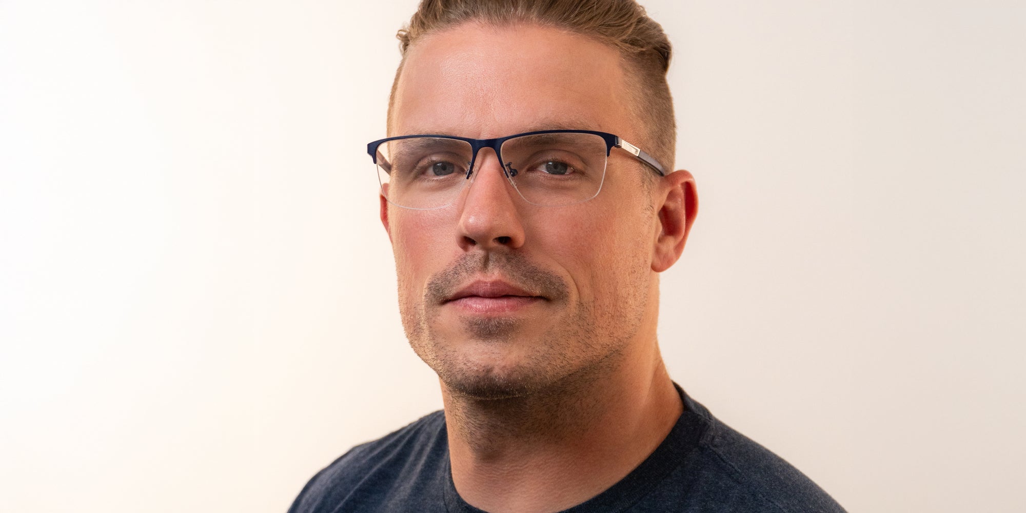 Swain Black Rimless prescription glasses from Neven Eyewear.