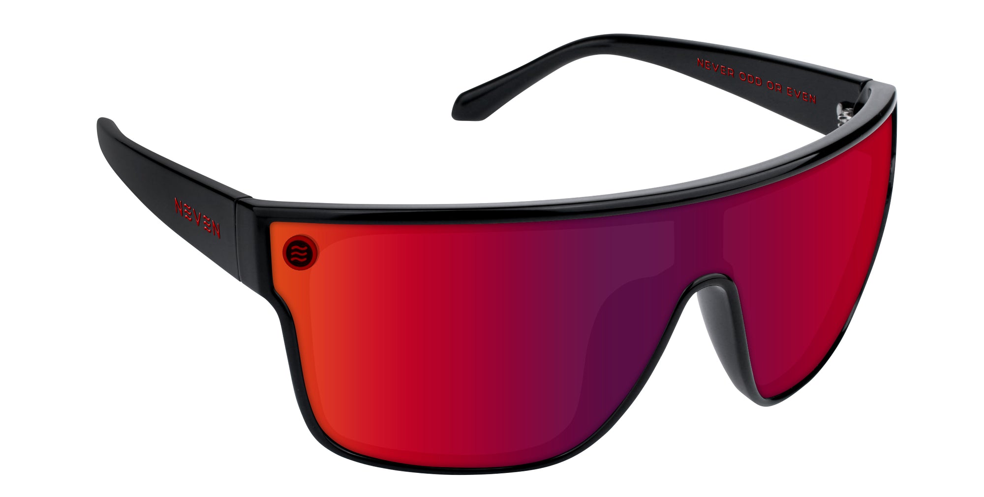 Well Done red shield polarized sunglasses from Neven Eyewear.