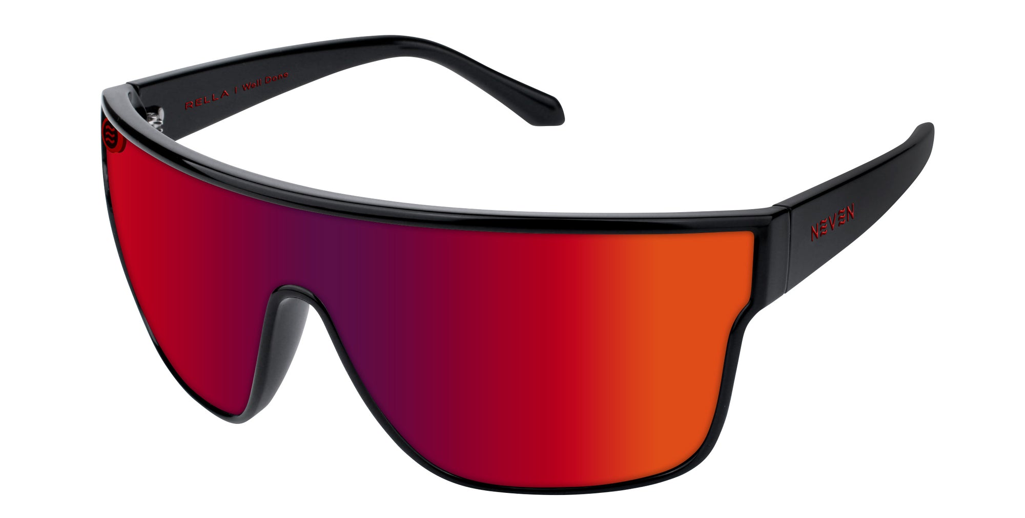 Well Done red shield polarized sunglasses from Neven Eyewear.