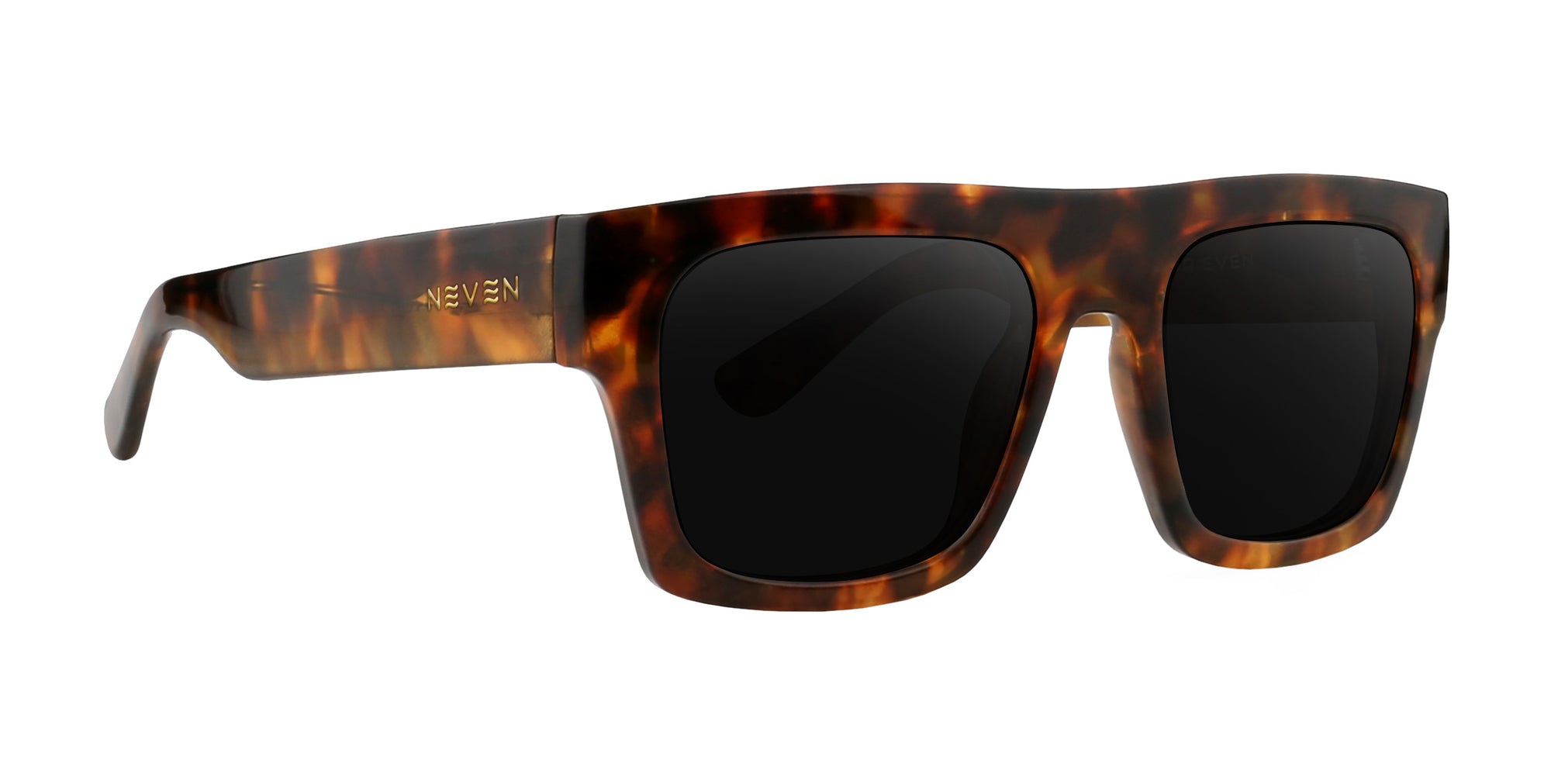 Amar tortoise shell rectangular prescription glasses with black lenses .