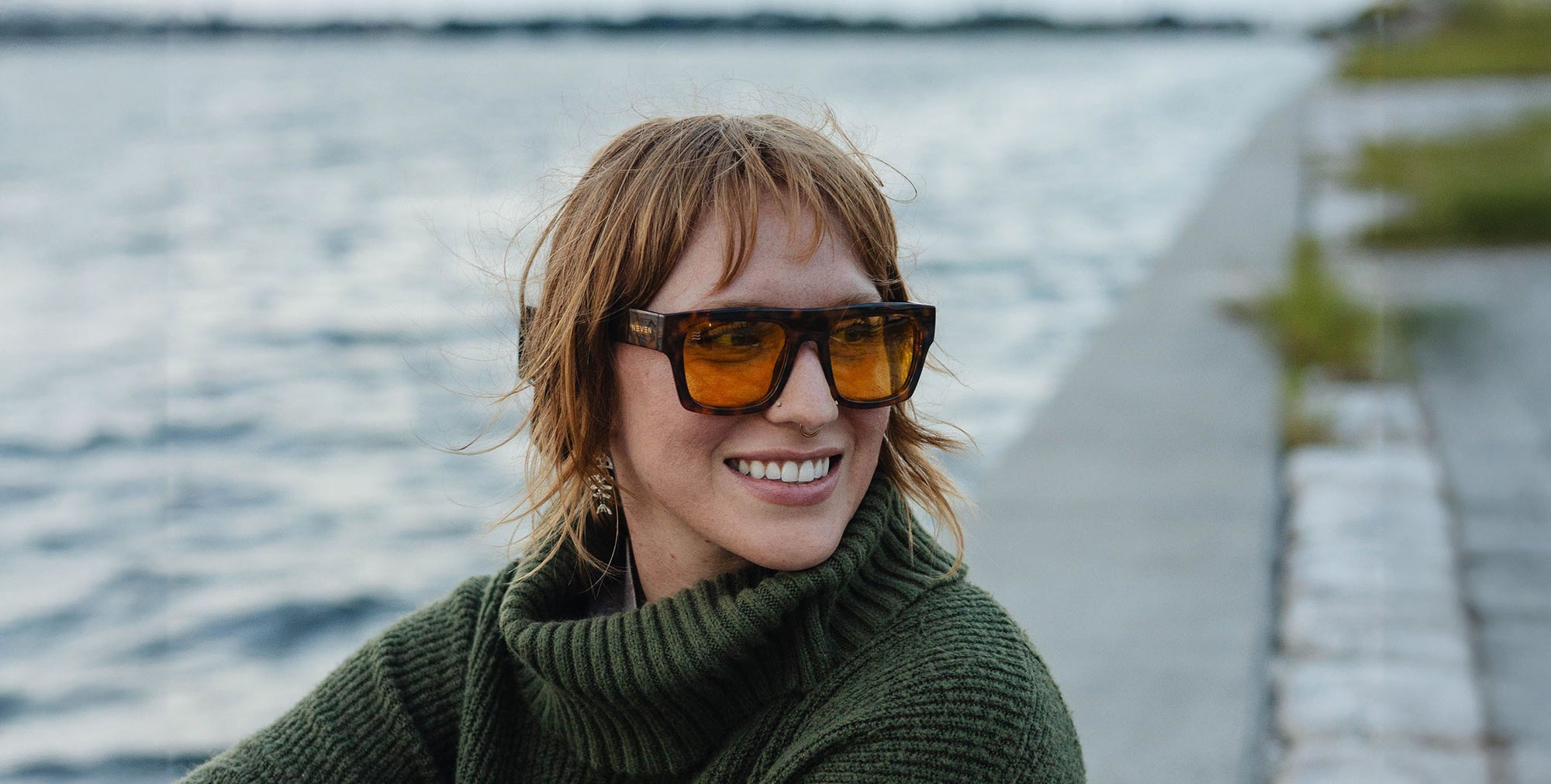 Amar tortoise shell rectangular polarized sunglasses from Neven Eyewear.