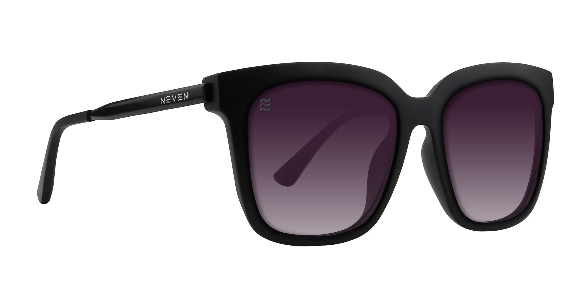 Black oversized sunglasses with gradient lenses and a matte finish.