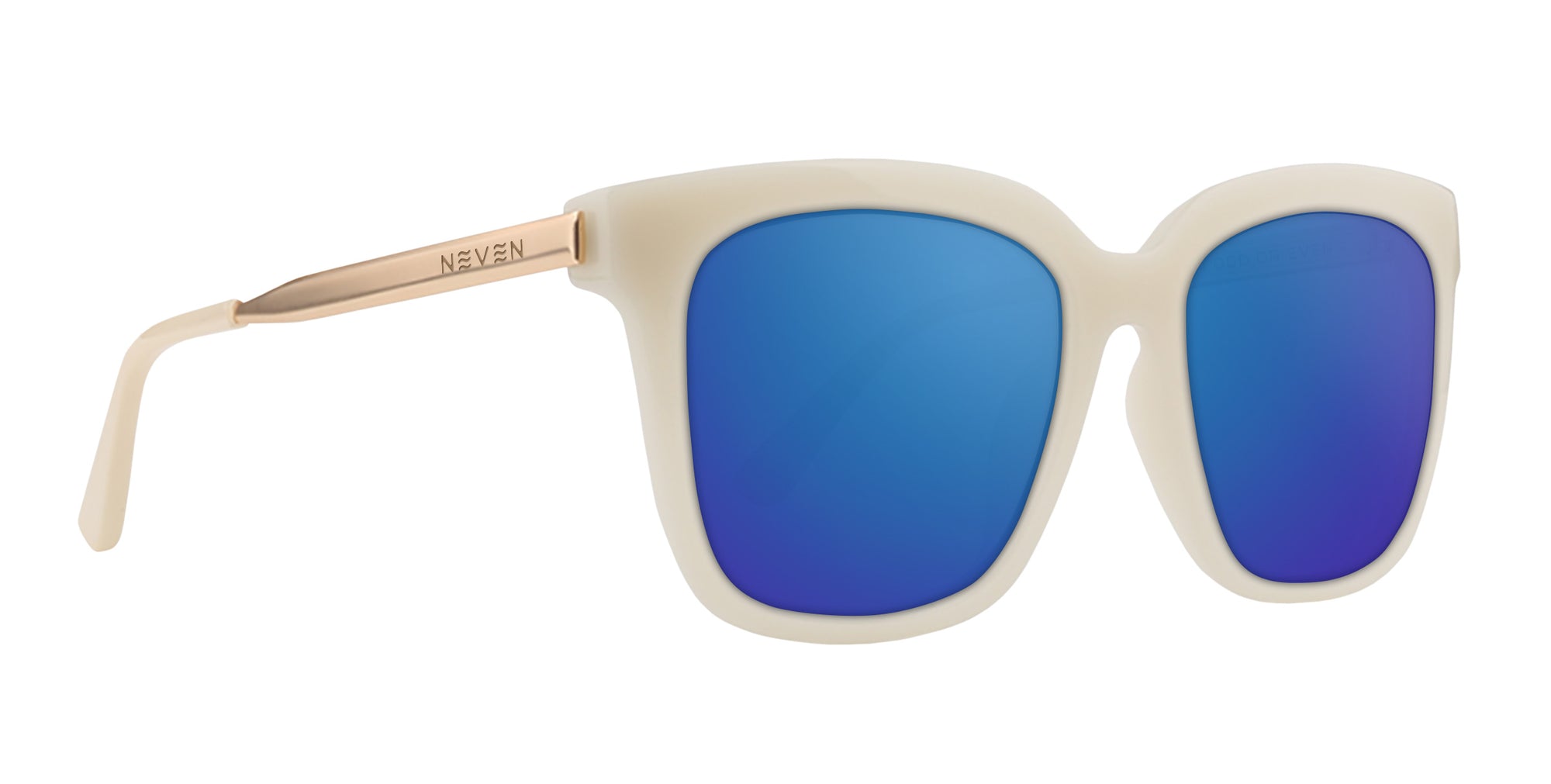 Sand Dollar Cream Square prescription glasses with blue lenses .