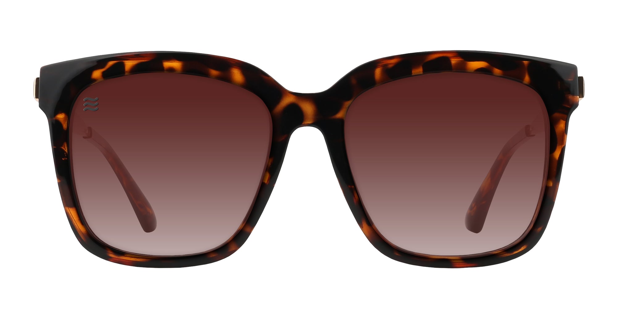 Tortoiseshell sunglasses with brown gradient lenses.