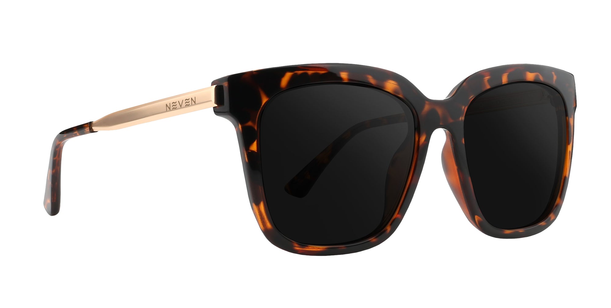 Black single vision sunglasses with tortoiseshell accents