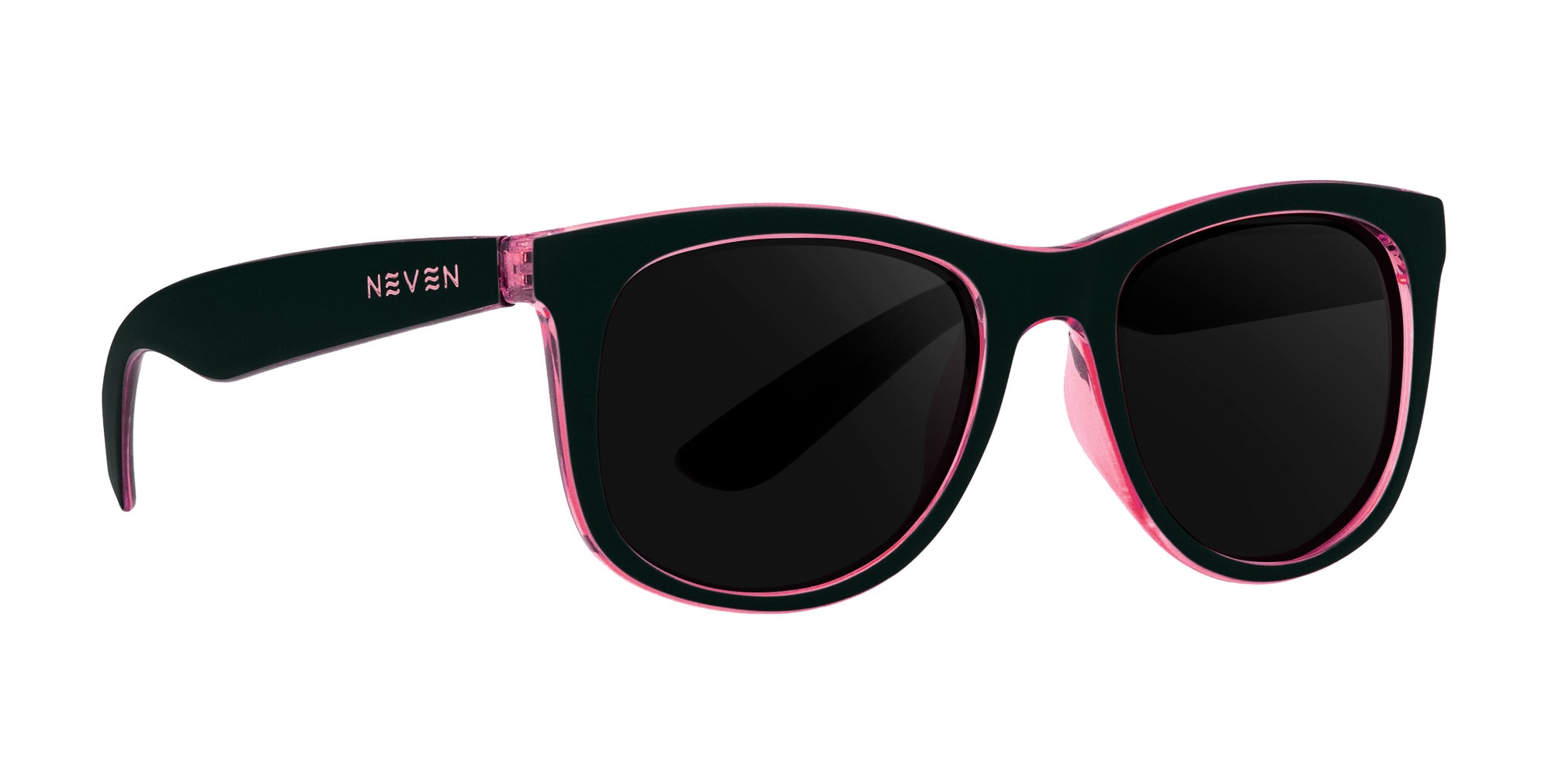 Mila black and pink rectangular prescription glasses from Neven Eyewear.