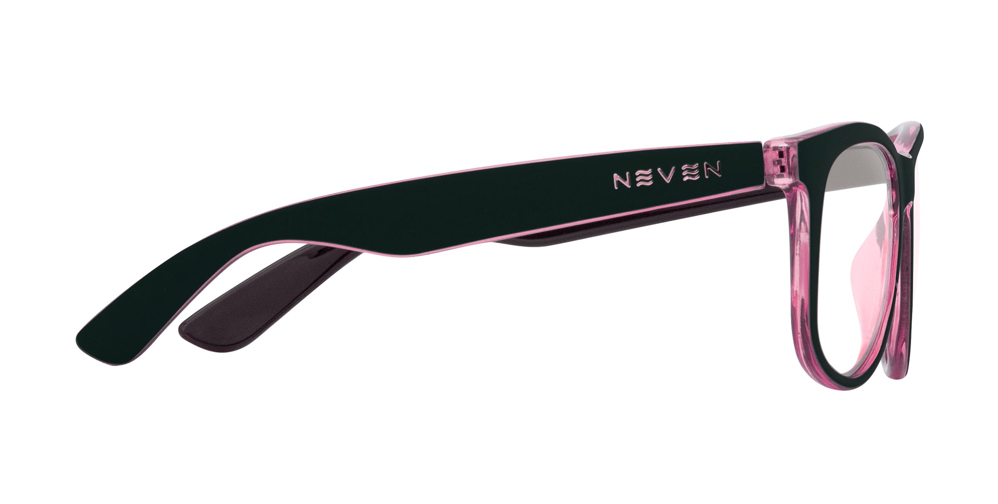 Mila black and pink rectangular prescription glasses from Neven Eyewear.