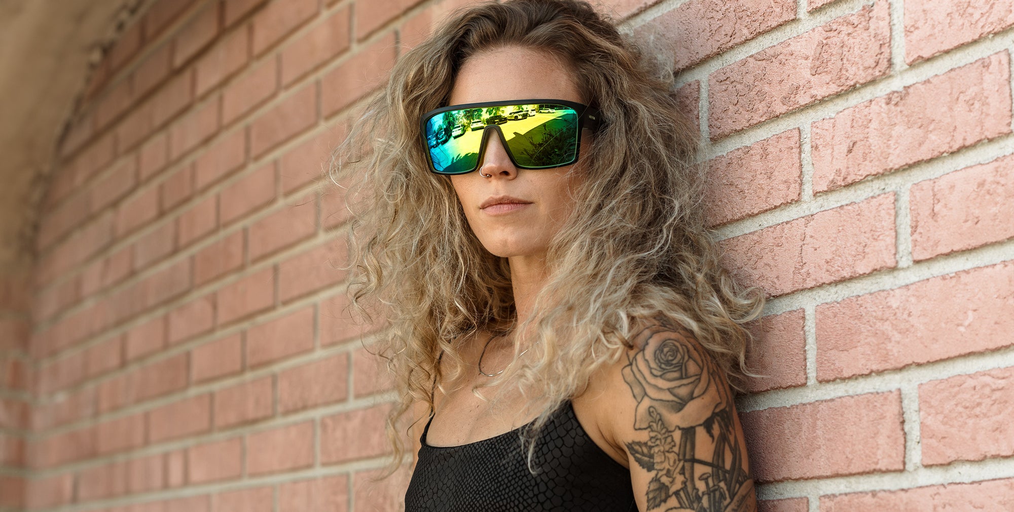 Tables Black Rectangle polarized sunglasses from Neven Eyewear.