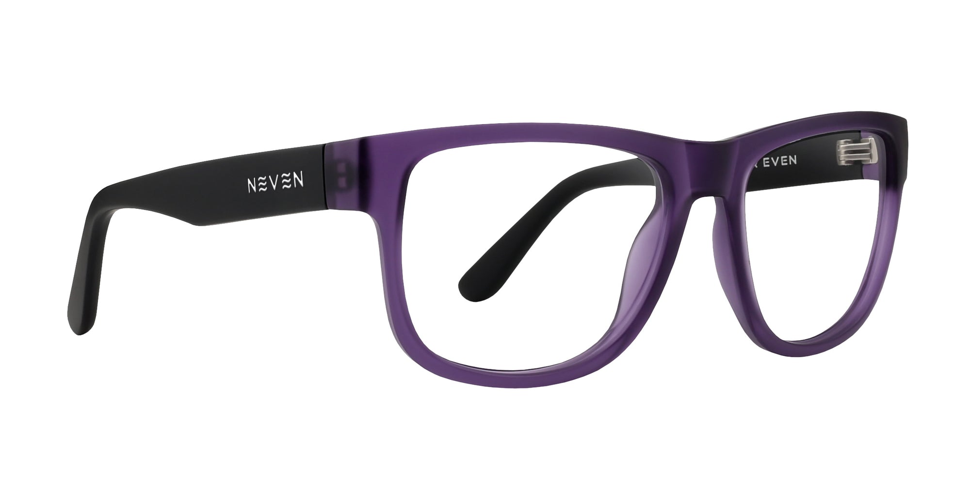 Ella rectangular prescription glasses in purple .