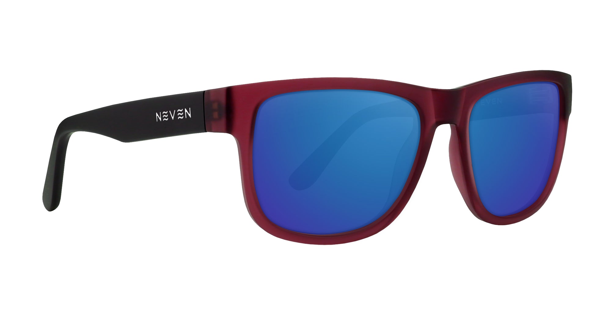 Plasma Red/Black Rectangular Prescription Glasses with blue lenses.