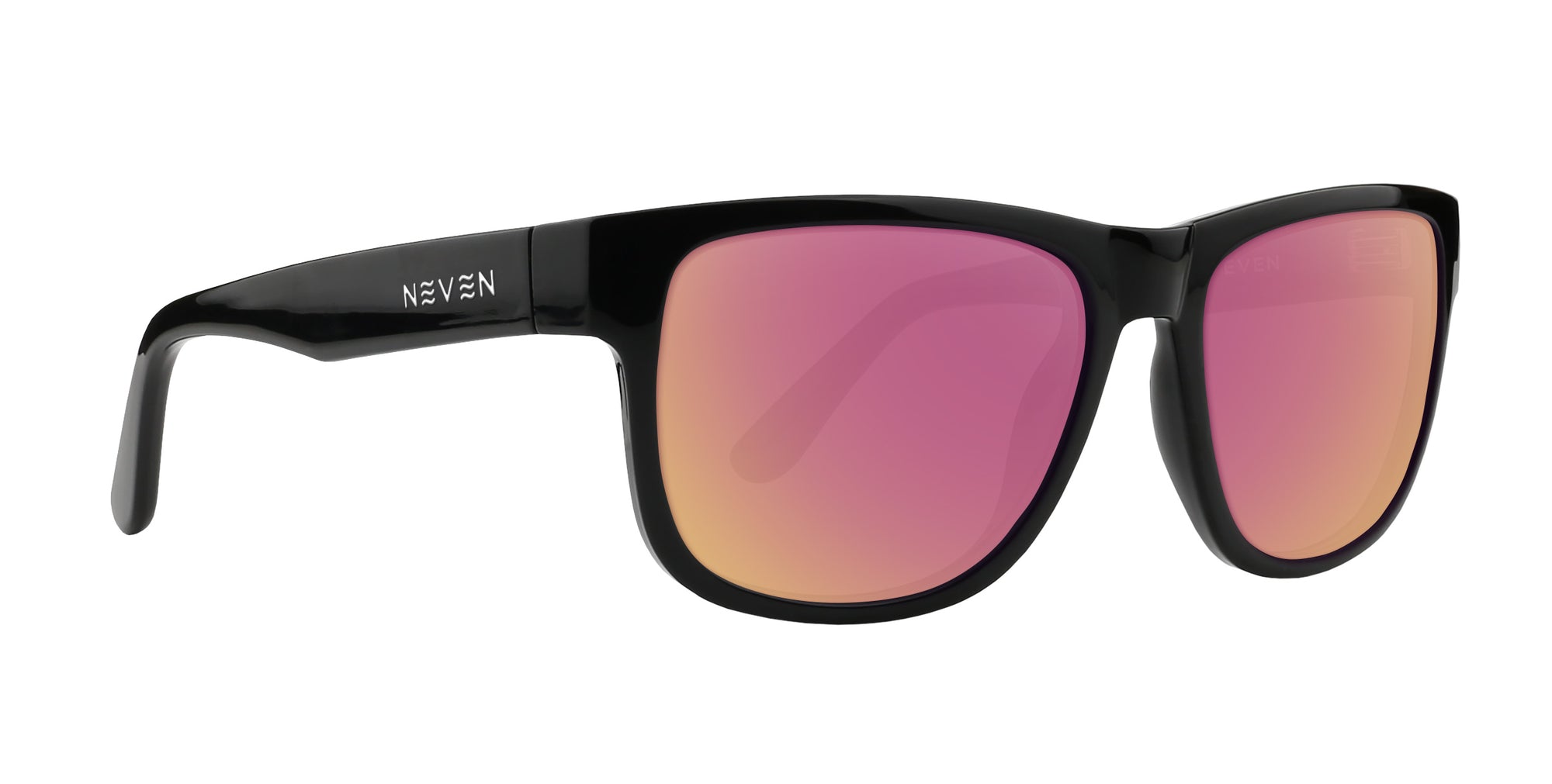 Sade black rectangular prescription glasses with pink lenses .
