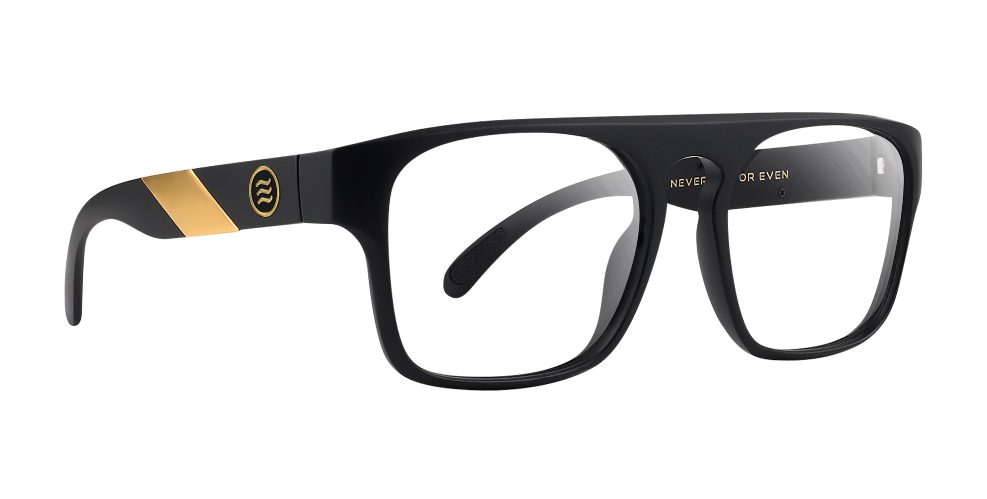 Golden Banana sunglasses with a matte black frame and gold accents.