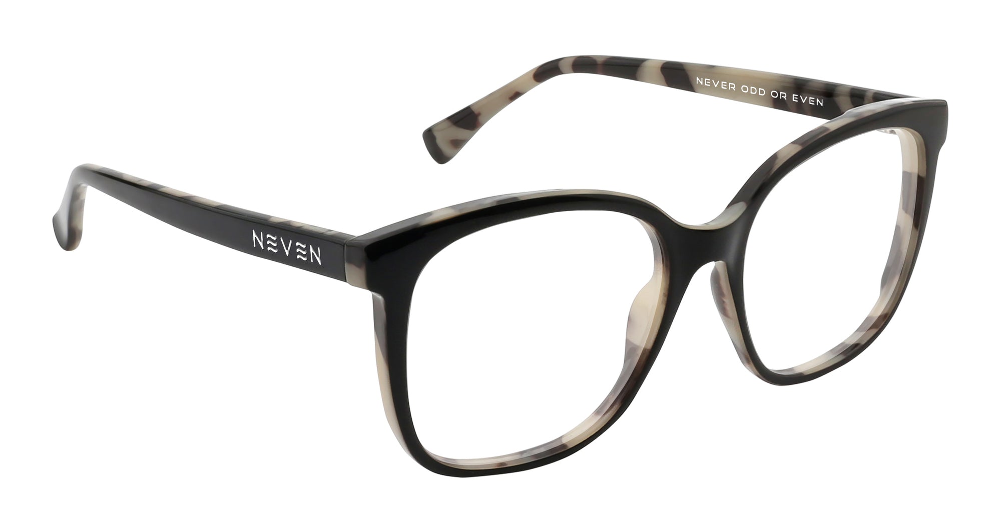 Jones glossy black square prescription glasses from Neven Eyewear.