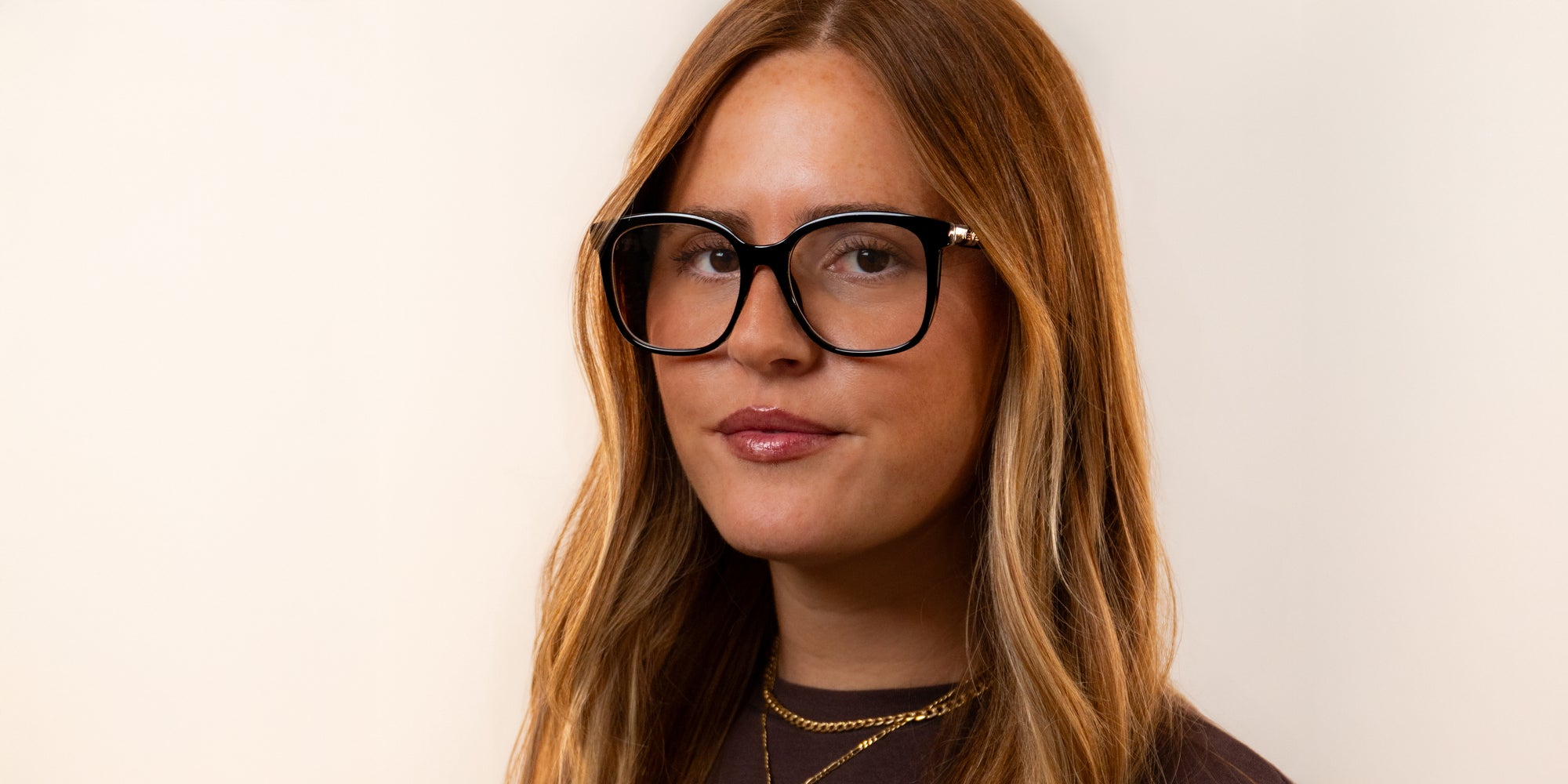 Jones glossy black square prescription glasses from Neven Eyewear.