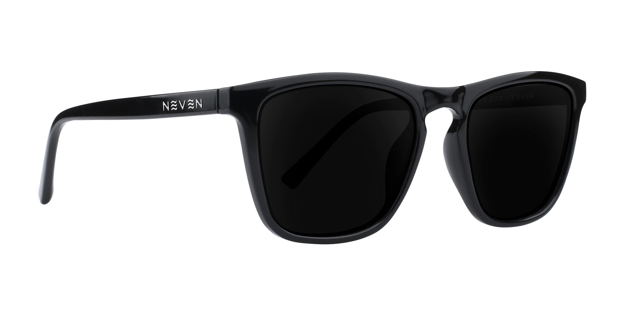 Nix Black Rectangular prescription glasses with dark lenses and Neven branding.