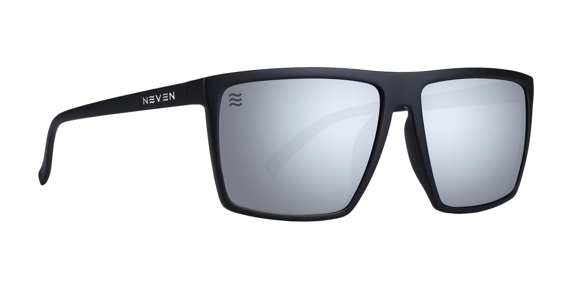 August Black Rectangular polarized sunglasses and mirrored lenses.