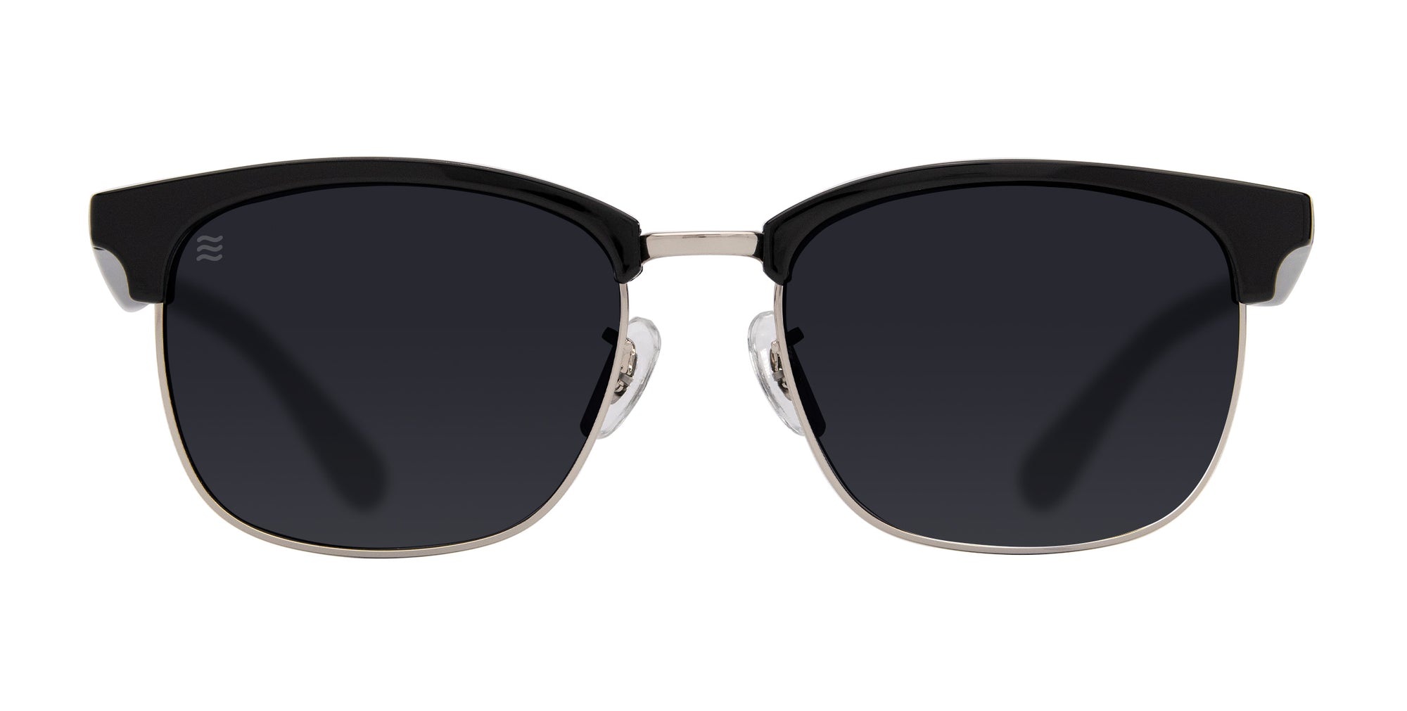 Bullet black semi-rimless polarized sunglasses with dark lenses.