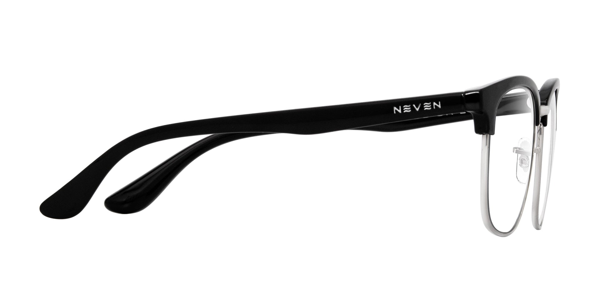 Bullet Black/Silver Browline prescription glasses from Neven Eyewear.