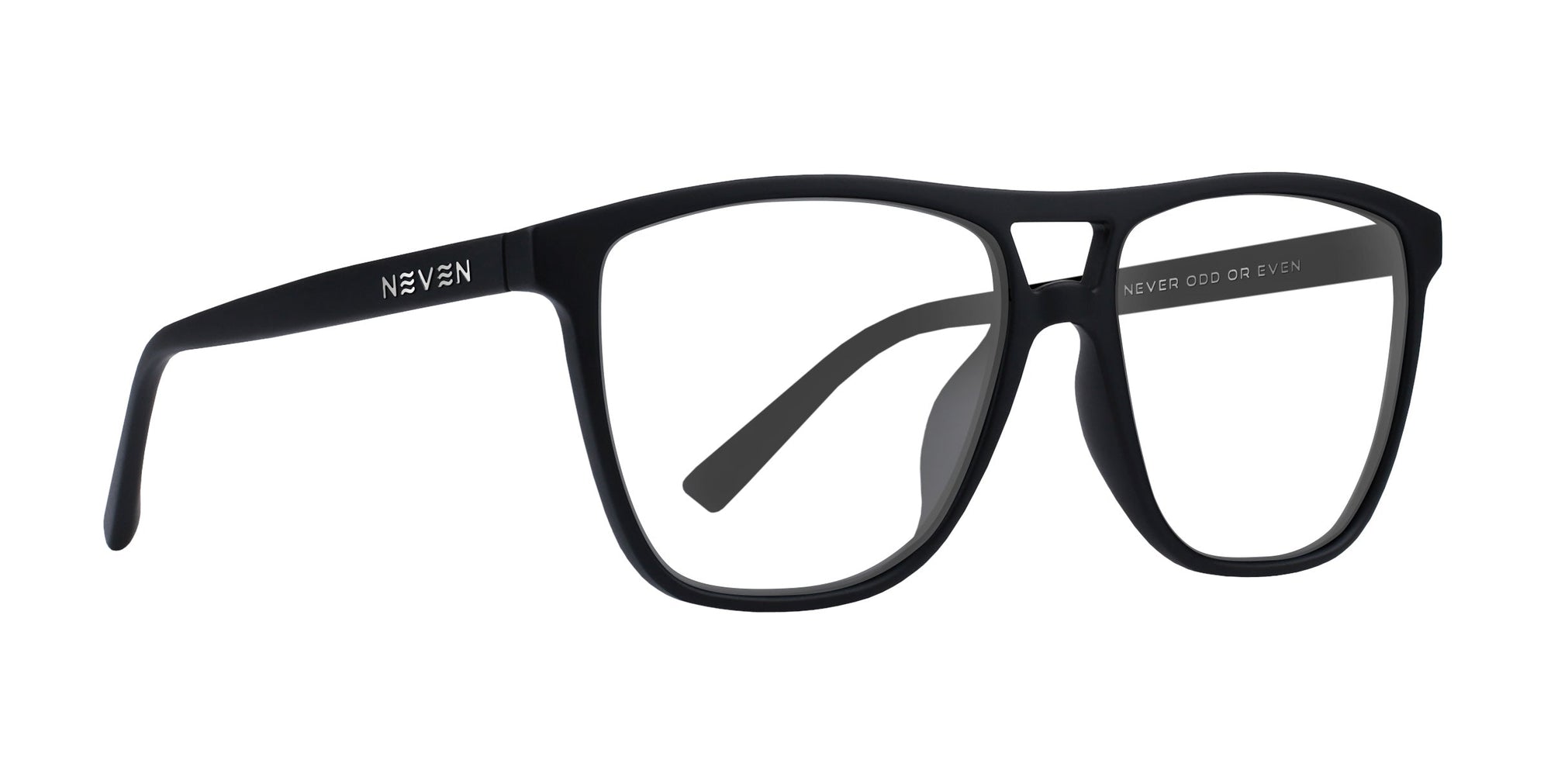 Black rectangular glasses with clear lenses