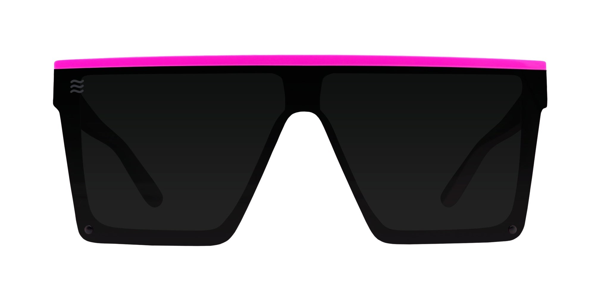Black and pink oversized sunglasses with a sleek design.