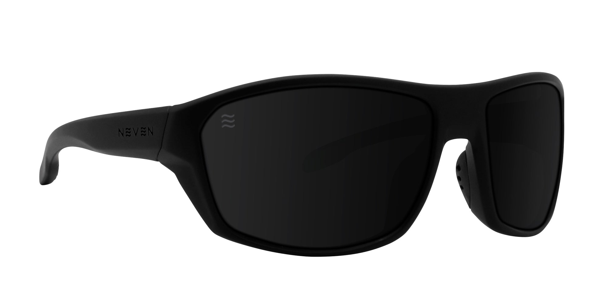 Black wraparound polarized sunglasses