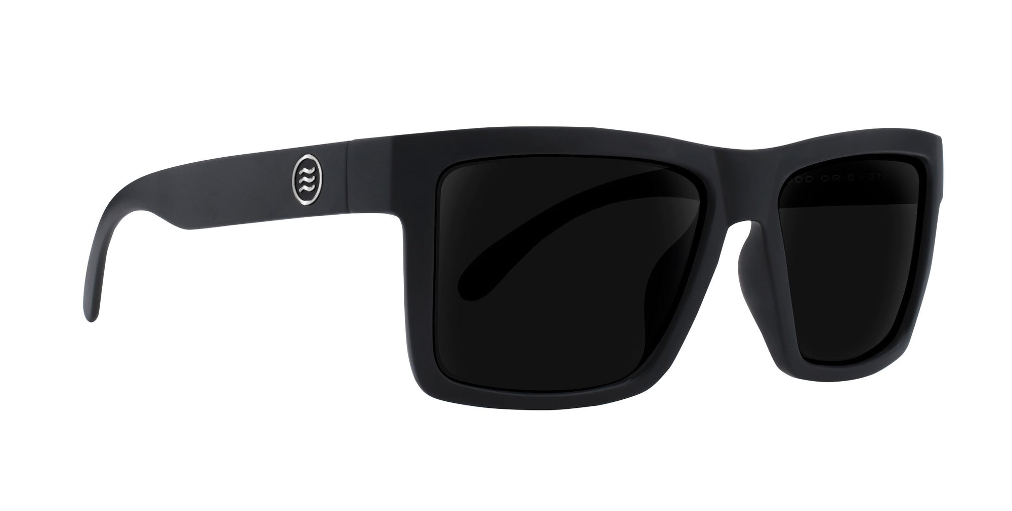 Lowrider Black rectangular prescription glasses with dark lenses .