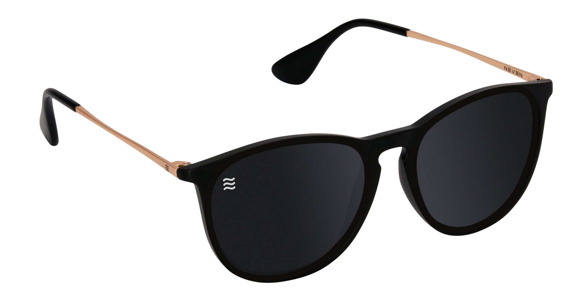 Goldie Lux Black round polarized sunglasses from Neven Eyewear.