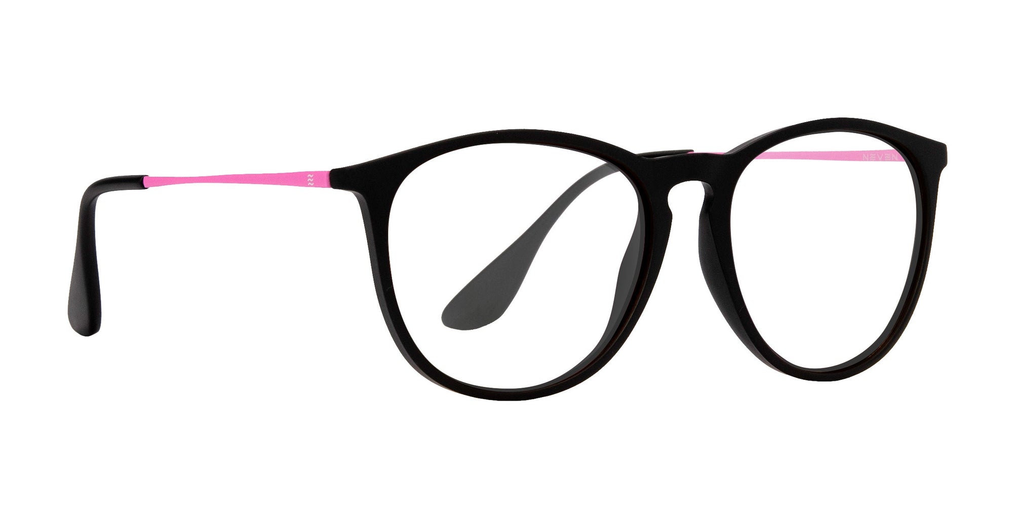 Quinn eyeglasses with black frame and pink accents