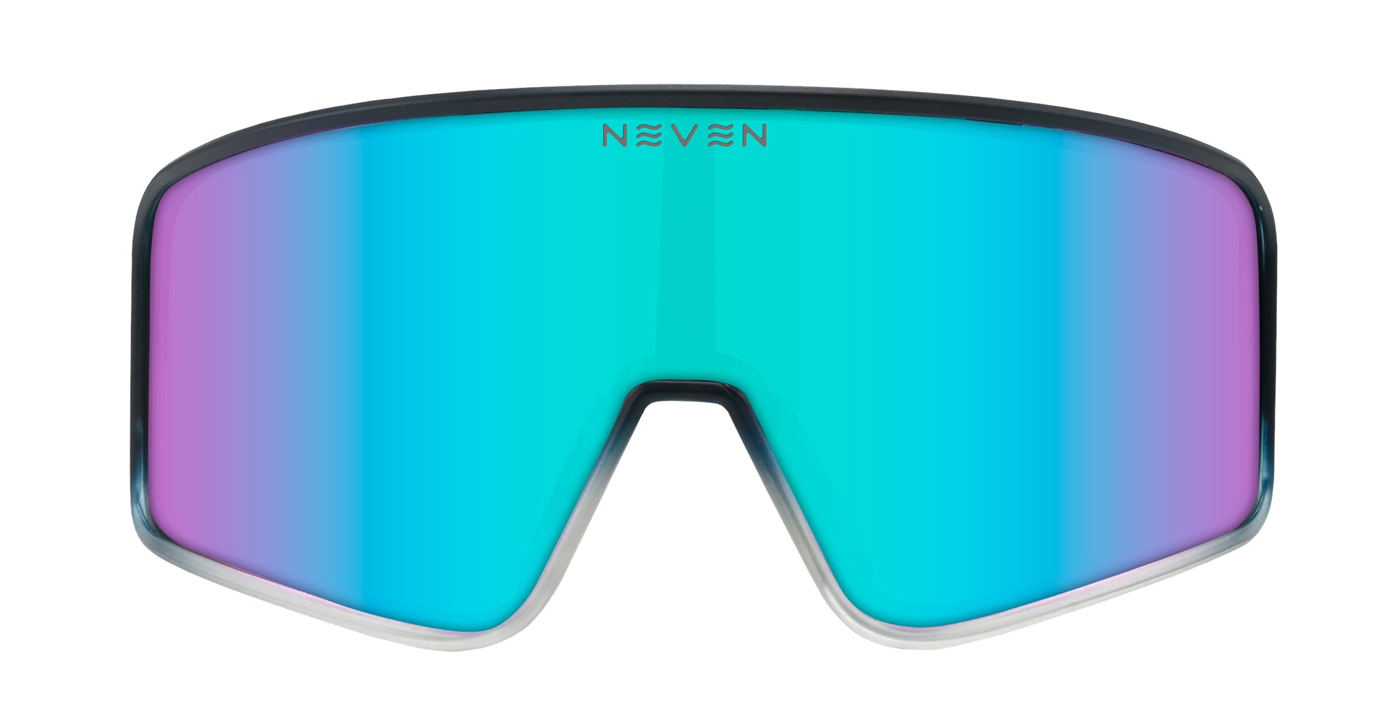 G.O.A.T Black Rectangle polarized sunglasses with blue and purple lenses.
