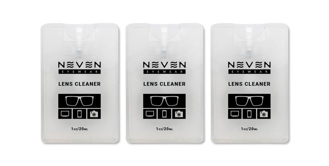 Front view of 3 Pack Card Cleaning Kit showing three 20ml flat card-style lens cleaner containers on a white background