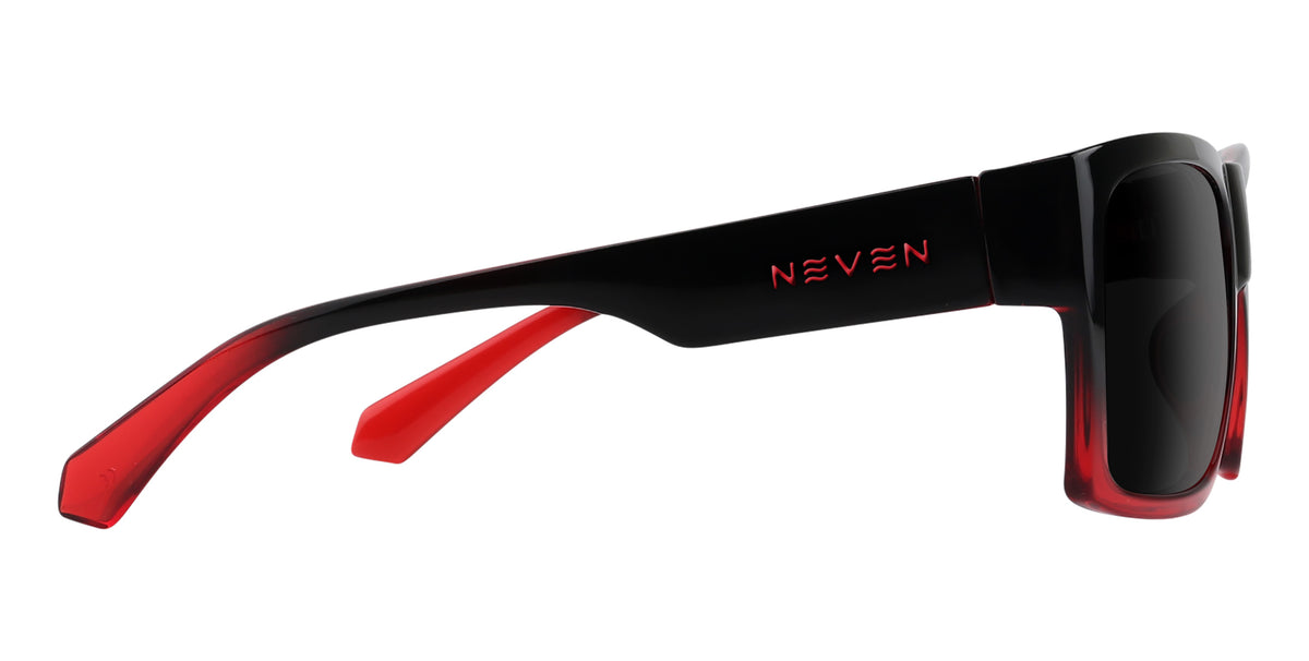 [Rx Blood Fade] [Black and red] [Rectangular] [prescription glasses] from Neven Eyewear Pair name: Rx Blood Fade Frame shape: Rectangular.