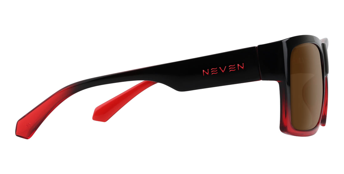 Blood Fade Black and red rectangular prescription glasses from Neven Eyewear Pair name: Blood Fade Frame shape: rectangular.