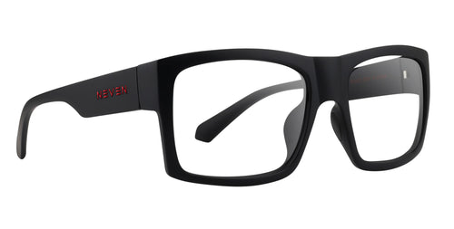 Redrum black rectangular prescription glasses from Neven Eyewear Pair name: Redrum Frame shape: rectangular.