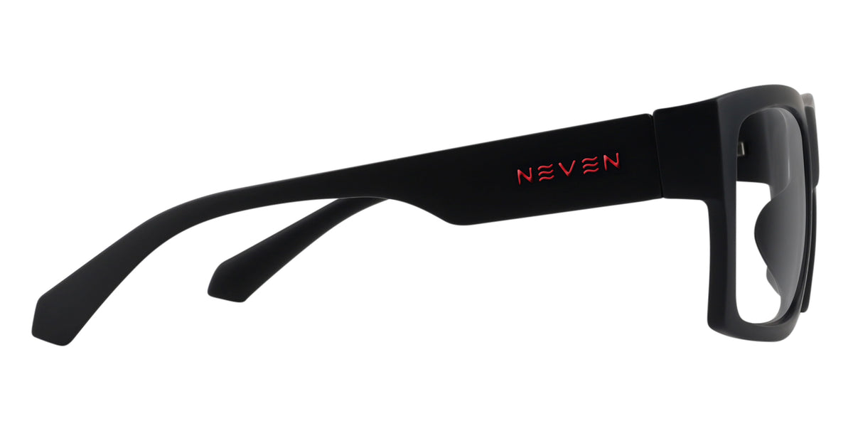Redrum black rectangular prescription glasses from Neven Eyewear Pair name: Redrum Frame shape: rectangular.