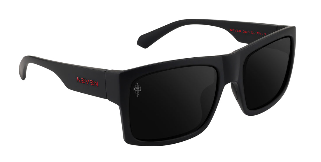 Redrum black rectangular polarized sunglasses from Neven Eyewear Pair name: Redrum Frame shape: rectangular.
