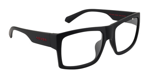 Redrum Matte black rectangular prescription glasses from Neven Eyewear Pair name: Redrum Frame shape: rectangular.
