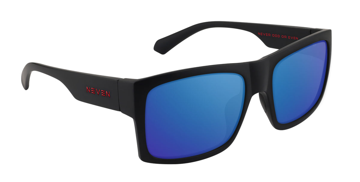 Redrum black rectangular prescription glasses from Neven Eyewear Pair name: Redrum Frame shape: rectangular.
