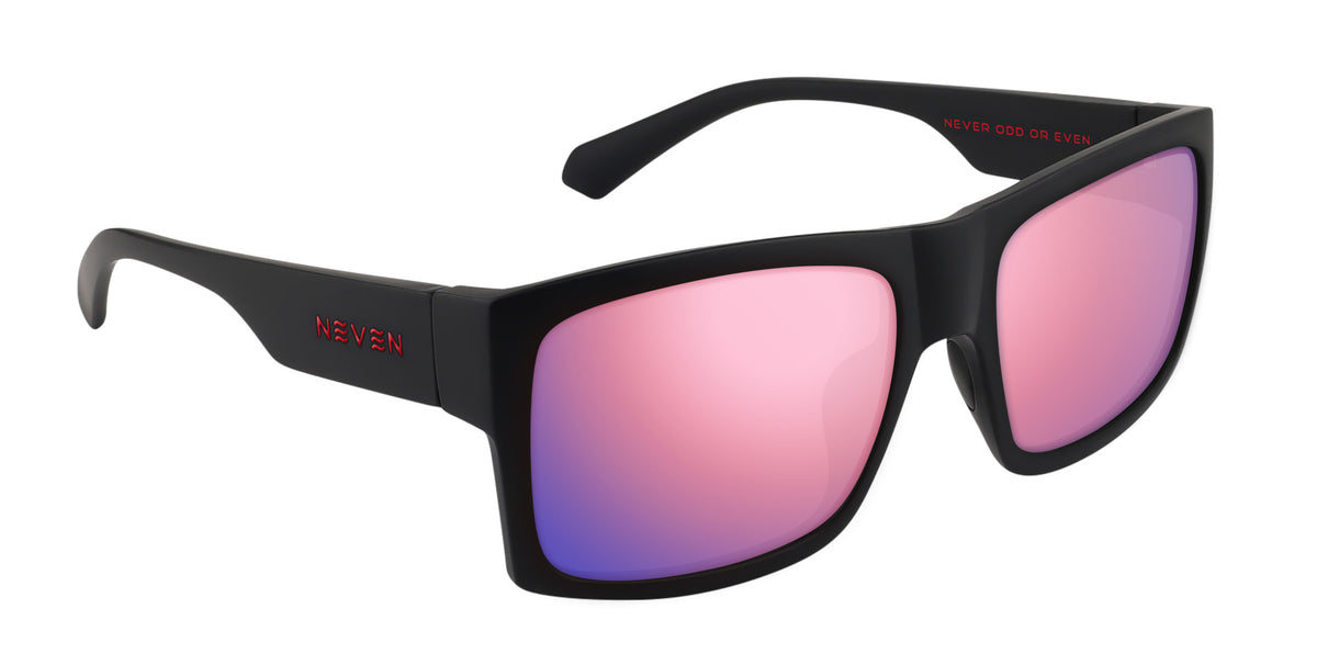 Redrum black rectangular prescription glasses from Neven Eyewear Pair name: Redrum Frame shape: rectangular.