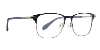 Cameron eyeglasses with a sleek black and silver design