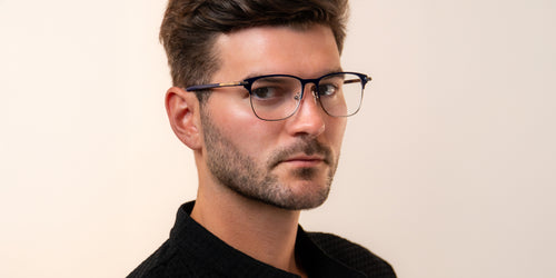 Cameron Black & Silver Rectangle prescription glasses from Neven Eyewear.