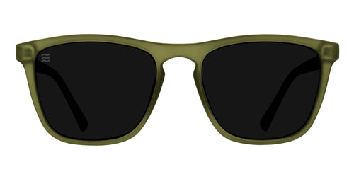 Fir olive green rectangle polarized sunglasses with black lenses.