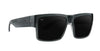Banshee thick rectangular polarized sunglasses with black lenses.