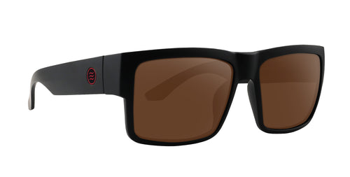 Havoc Black Square polarized sunglasses with brown lenses .